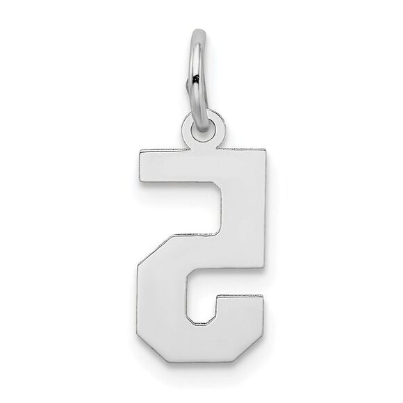 14k White Gold, Jersey Collection, Small Number 5 Pendant - Picture 3 of 5